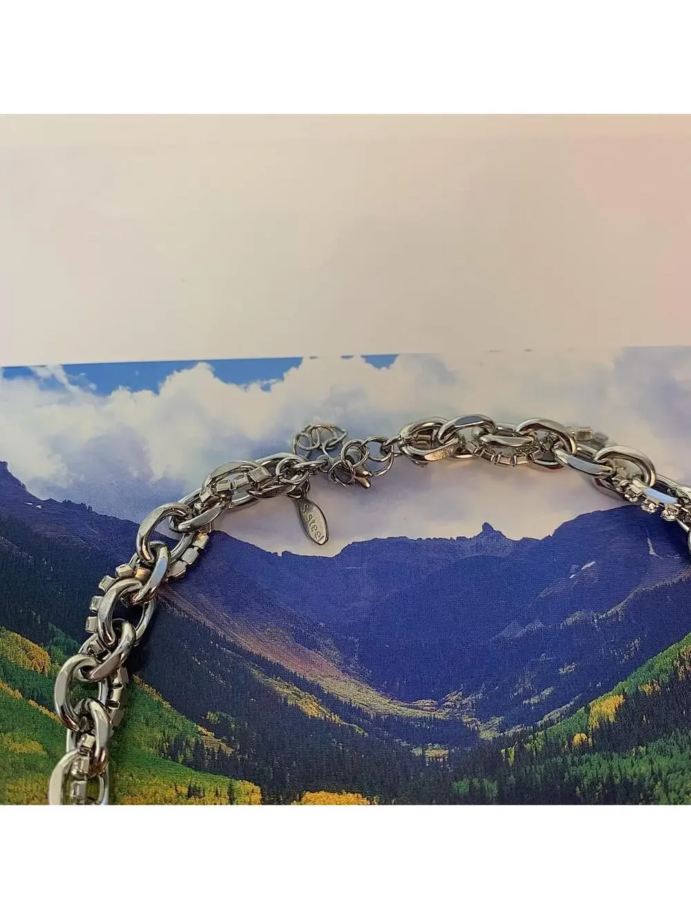 Stainless Steel White Opal Pendant Y2K Style Necklace. Unisex. Brand New. 18-.
